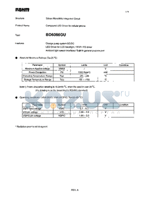 BD6086GU datasheet - Silicon Monolithic Integrated Circuit