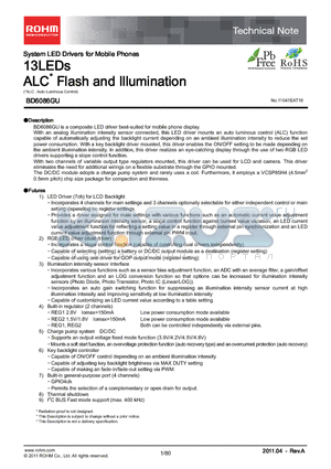 BD6086GU datasheet - 13LEDs ALC* Flash and Illumination
