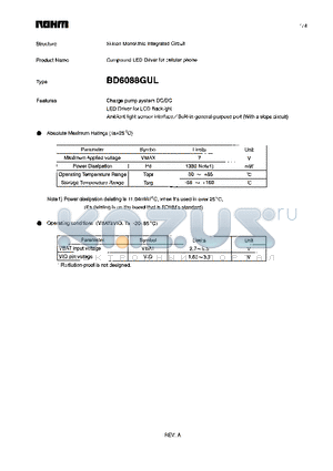 BD6088GUL datasheet - Silicon Monolithic Integrated Circuit