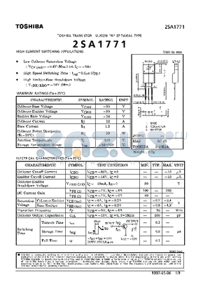 2SA1771 datasheet - TRANSISTOR (HIGH CURRENT SWITCHING APPLICATIONS)