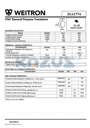 2SA1774 datasheet - PNP General Purpose Transistors