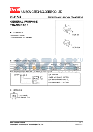 2SA1774L-X-AE3-R datasheet - GENERAL PURPOSE TRANSISTOR