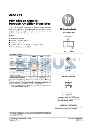 2SA1774T1 datasheet - PNP Silicon General Purpose Amplifier Transistor