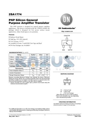 2SA1774T1G datasheet - PNP Silicon General Purpose Amplifier Transistor