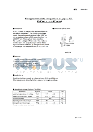 BD6112FVM datasheet - Programmable negative supply IC