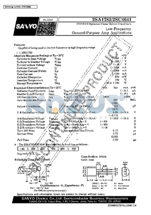 2SA1783 datasheet - PNP / NPN EPITAXIAL PLANAR SILICON TRANSISTORS