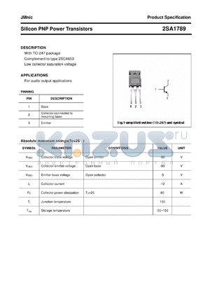 2SA1789 datasheet - Silicon PNP Power Transistors