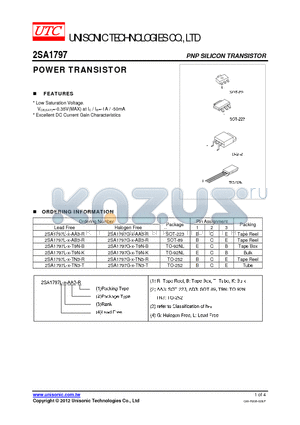 2SA1797G-X-T9N-K datasheet - POWER TRANSISTOR