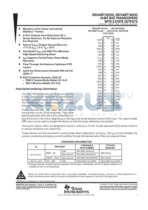 5962-9677401QXA datasheet - 16-BIT BUS TRANSCEIVERS WITH 3-STATE OUTPUTS