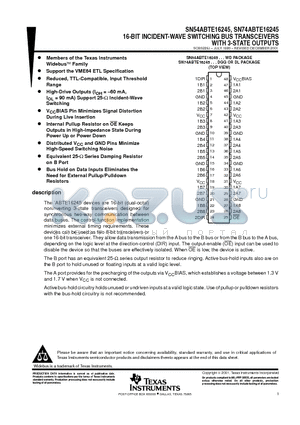 5962-9677501QXA datasheet - 16-BIT INCIDENT-WAVE SWITCHING BUS TRANSCEIVERS WITH 3-STATE OUTPUTS