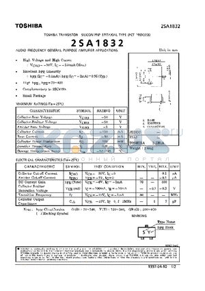 2SA1832 datasheet - TRANSISTOR (AUDIO FREQUENCY GENERAL PURPOSE AMPLIFIER APPLICATIONS)