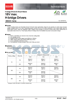 BD6220 datasheet - 18V max. H-bridge Drivers