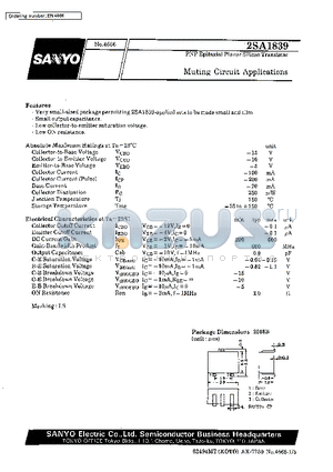 2SA1839 datasheet - Muting Circuit Applications