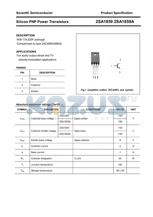 2SA1859 datasheet - Silicon PNP Power Transistors