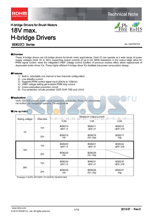 BD6221HFP datasheet - 18V max. H-bridge Drivers