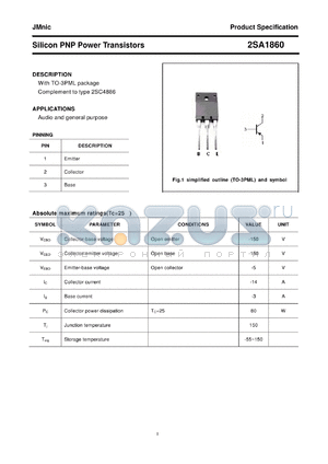 2SA1860 datasheet - Silicon PNP Power Transistors