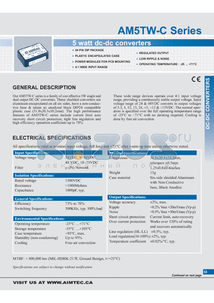 AM5TW-2412SC datasheet - 5 watt dc-dc converters