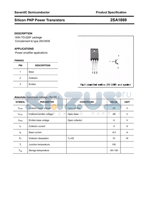 2SA1869 datasheet - Silicon PNP Power Transistors