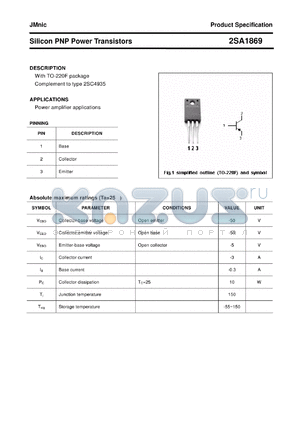 2SA1869 datasheet - Silicon PNP Power Transistors