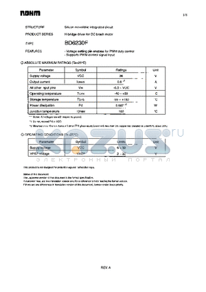 BD6230F datasheet - H-bridge driver for DC brush motor