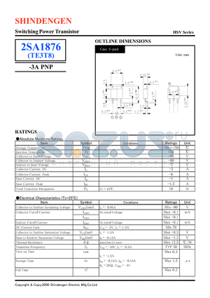 2SA1876 datasheet - Switching Power Transistor(-3A PNP)