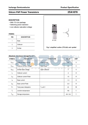 2SA1878 datasheet - Silicon PNP Power Transistors