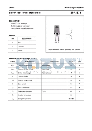 2SA1878 datasheet - Silicon PNP Power Transistors