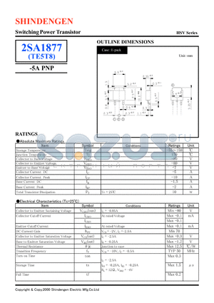 2SA1877 datasheet - Switching Power Transistor(-5A PNP)