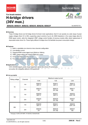 BD6236 datasheet - H-bridge drivers (36V max.)