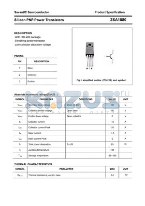 2SA1880 datasheet - Silicon PNP Power Transistors