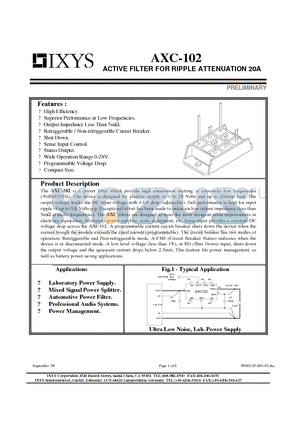 AXC-102 datasheet - ACTIVE FILTER FOR RIPPLE ATTENUATION 20A
