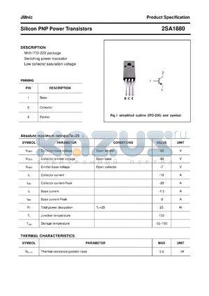 2SA1880 datasheet - Silicon PNP Power Transistors