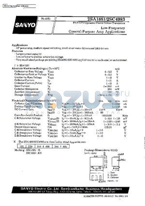 2SA1881 datasheet - Low-Frequency General-Purpose Amp Applications