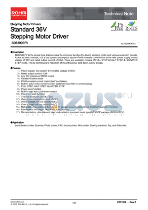 BD6290EFV datasheet - Standard 36V Stepping Motor Driver