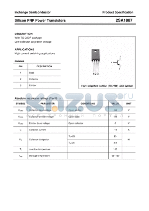 2SA1887 datasheet - Silicon PNP Power Transistors