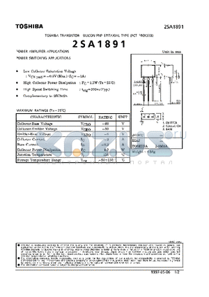 2SA1891 datasheet - TRANSISTOR (POWER AMPLIFIER, SWITCHING APPLICATIONS)