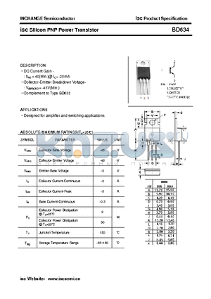 BD634 datasheet - isc Silicon PNP Power Transistor