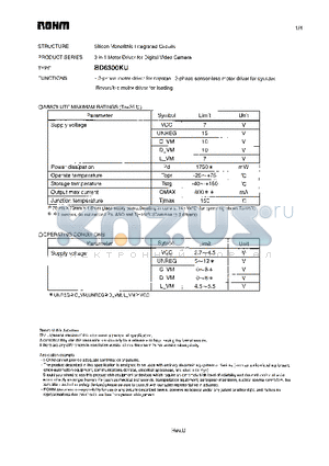 BD6300KU datasheet - 3 in 1 Motor Driver for Digital Video Camera