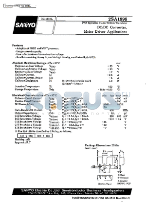 2SA1896 datasheet - DC/DC Converter, Motor Driver Applications
