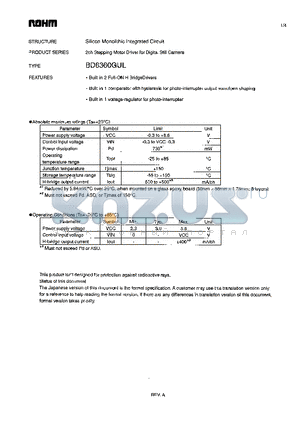 BD6360GUL datasheet - Silicon Monolithic Integrated Circuit