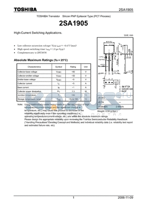 2SA1905 datasheet - High-Current Switching Applications.