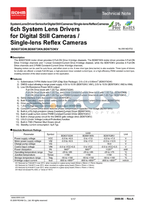 BD6373GW datasheet - 6ch System Lens Drivers for Digital Still Cameras / Single-lens Reflex Cameras