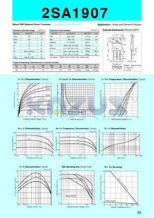 2SA1907 datasheet - Silicon PNP Epitaxial Planar Transistor(Audio and General Purpose)