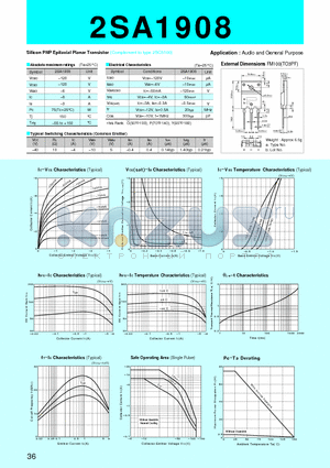 2SA1908 datasheet - Silicon PNP Epitaxial Planar Transistor(Audio and General Purpose)