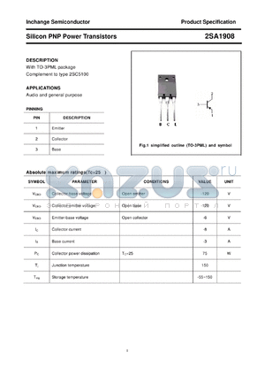 2SA1908 datasheet - Silicon PNP Power Transistors