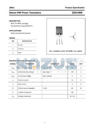 2SA1909 datasheet - Silicon PNP Power Transistors