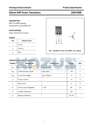 2SA1909 datasheet - Silicon PNP Power Transistors