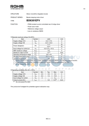 BD6381EFV datasheet - Silicon monolithic integrated circuits