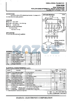 2SA1928 datasheet - FOR LOW NOISE DIFFERENTIAL AMPLIFY APPLICATION SILICON PNP EPITAXIAL TYPE