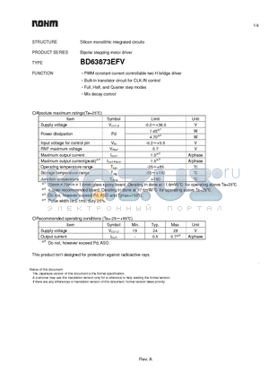 BD63873EFV datasheet - Silicon monolithic integrated circuits